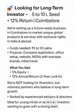 Looking for Long-term Investor- ₹ 5 to10 L- Equity+12% Return