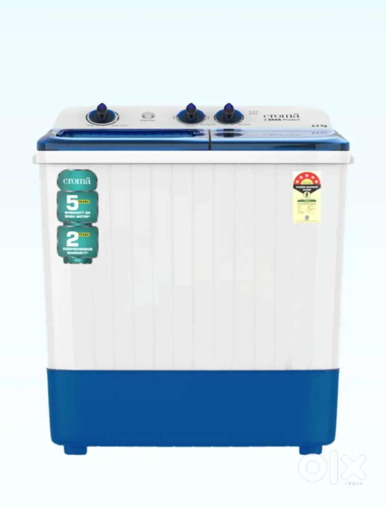 Croma 6.5 kg Semi Automatic Washing Machine (White & Blue)