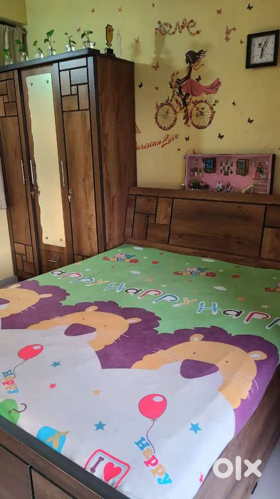 Bed with Mattress and Wardrobe (couple) Combination