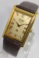 VINTAGE SEIKO SLIM SQ QUARTZ FULL GOLD JAPAN MADE WRIST WATCH