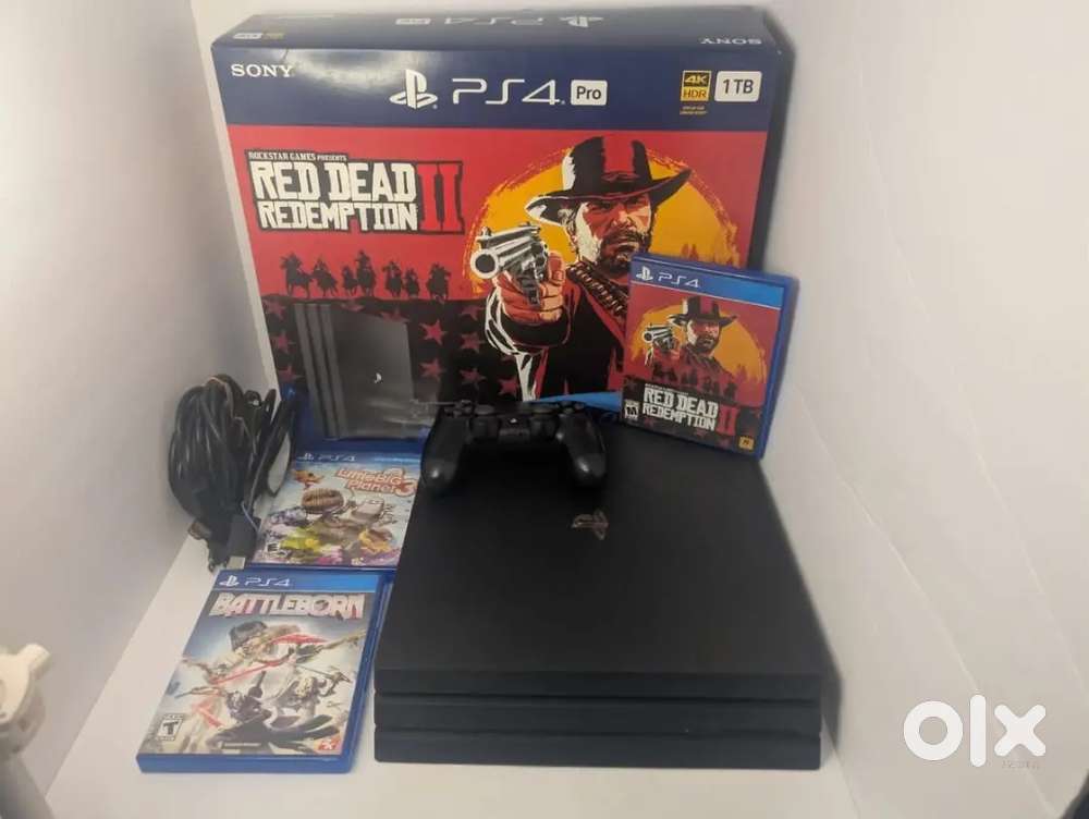 PlayStation 4 Pro 1TB Console Red Dead Redemption 2 Bundle Video Game