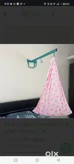 For Sale: Pink Rabbit Cradle with Wall Hanger