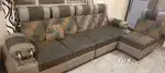 L shaped corner +5 seater sofa  set with quality olive green coloured