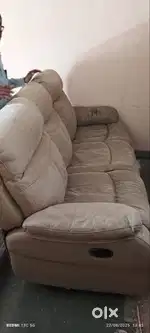 Leather Recliner Sofa 3+2+1 Beige colour