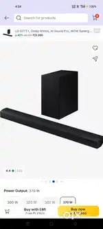 Samsung Dolby Audio Center Speaker, Subwoofer 370 W Bluetooth Soundbar