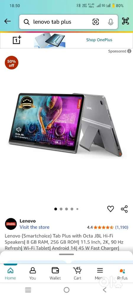 Lenovo Tab Plus with Octa JBL Hi-Fi Speakers 8 GB RAM 256 GB ROM