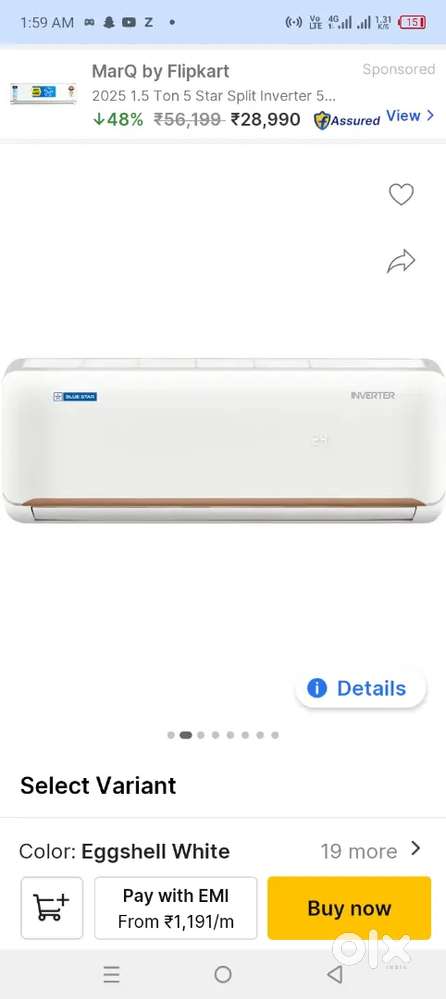 1.5 ton blue star 3star