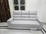 Unused Leather grey 3 seater sofa
