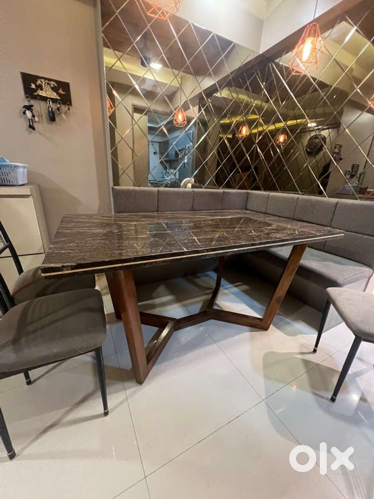 6 to 8 seater Sheesham wood & Imported granite dining with chair.
