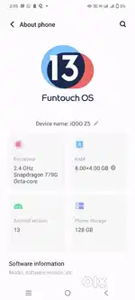 Iqoo z5 5 g 8/128 mobile and box