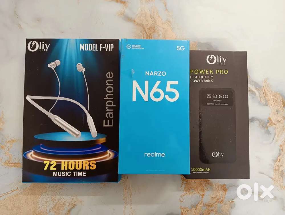 Brand New Golden Realme N65 6GB/128 + 10000 Mah Power Bank & Neck Band