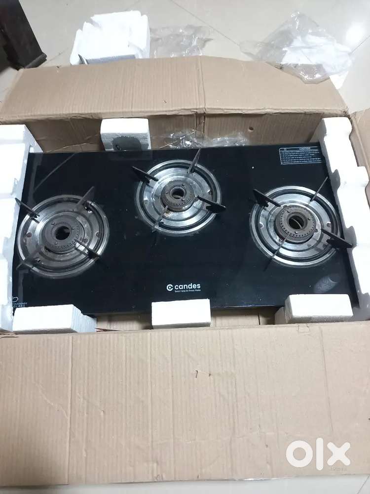 Glass Top Gas Stove – 3 Burner (Candes Magma)