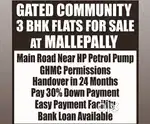 3BHK FLATS FOR SALE AT MALLEPALLY NEAR  ANWAR UL ULOOM COLLEGE