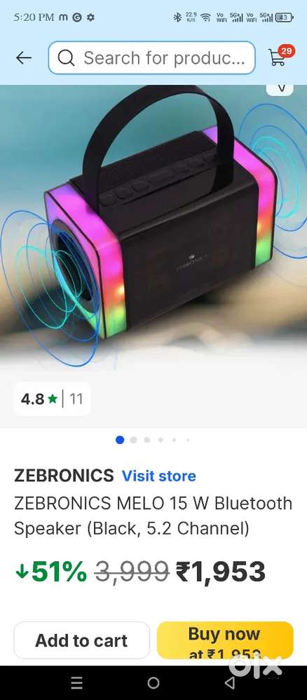 Sealed Pack Zebronics Melo Party Speaker with karaoke microphone