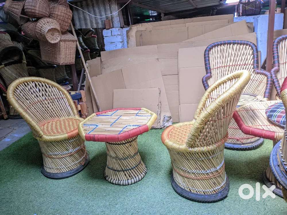 Bamboo furniture set home decor handicraft wall decor cane chair table