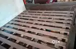 Wooden bed of original segun and metal almirah