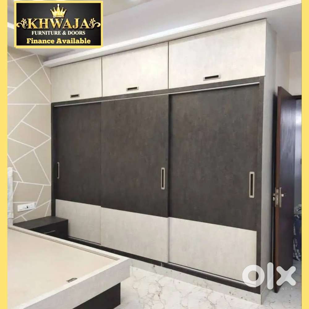 Khwaja Furniture. Sliding wardrobe with attached dressing.Bajaj financ