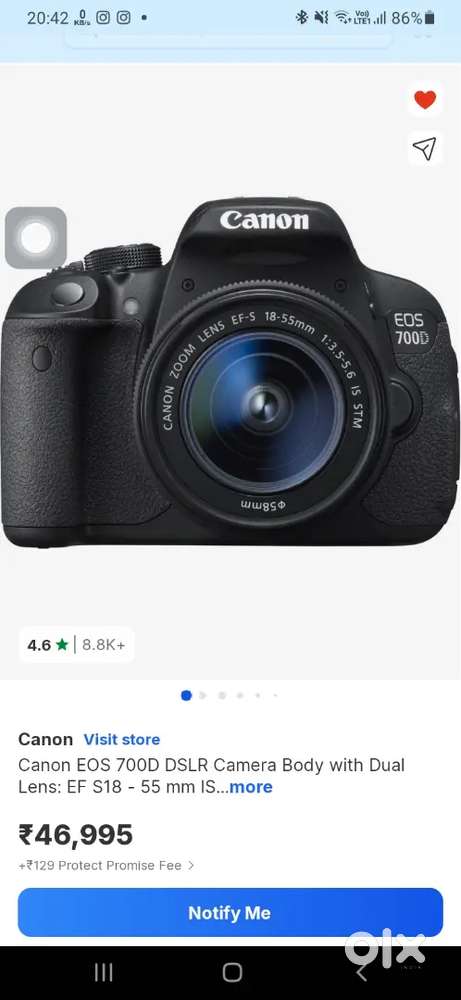 EOS 700D DSLR Camera With 18/55 lens and charger 18 month old only gud