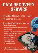 Data Recovery Service - Deleted Files, Formatted Drive, Crashed System
