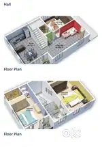 Duplex Flat (W/F) - 2 BHK (1640-sft 64 U ) SBI bank loan Availble