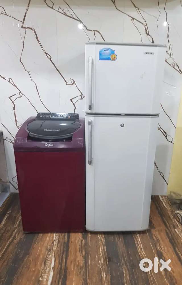 Whirlpool automatic washing machine & samsung double door refrigerator