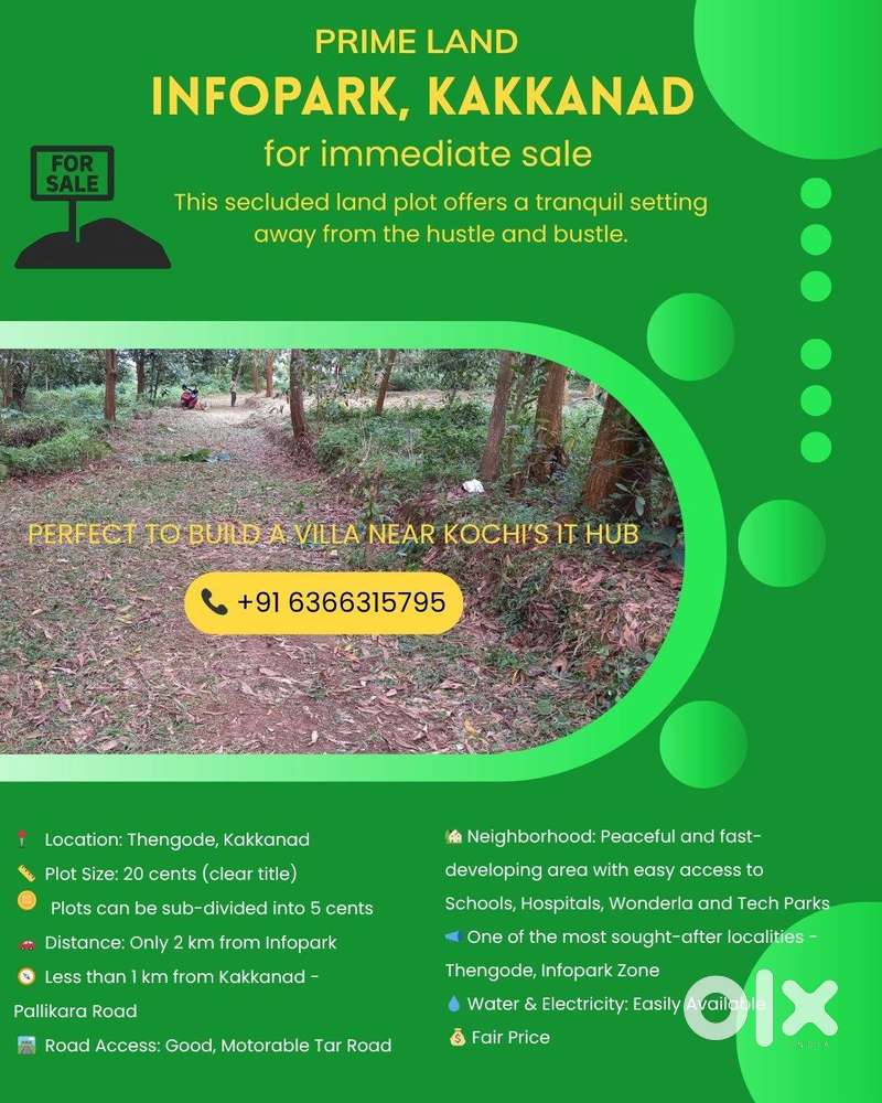 PRIME LAND NEAR INFOPARK KAKKANAD FOR SALE