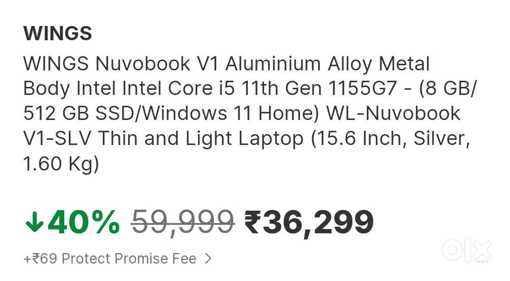 Wings i5  11 Generation 15.6 inch Laptop