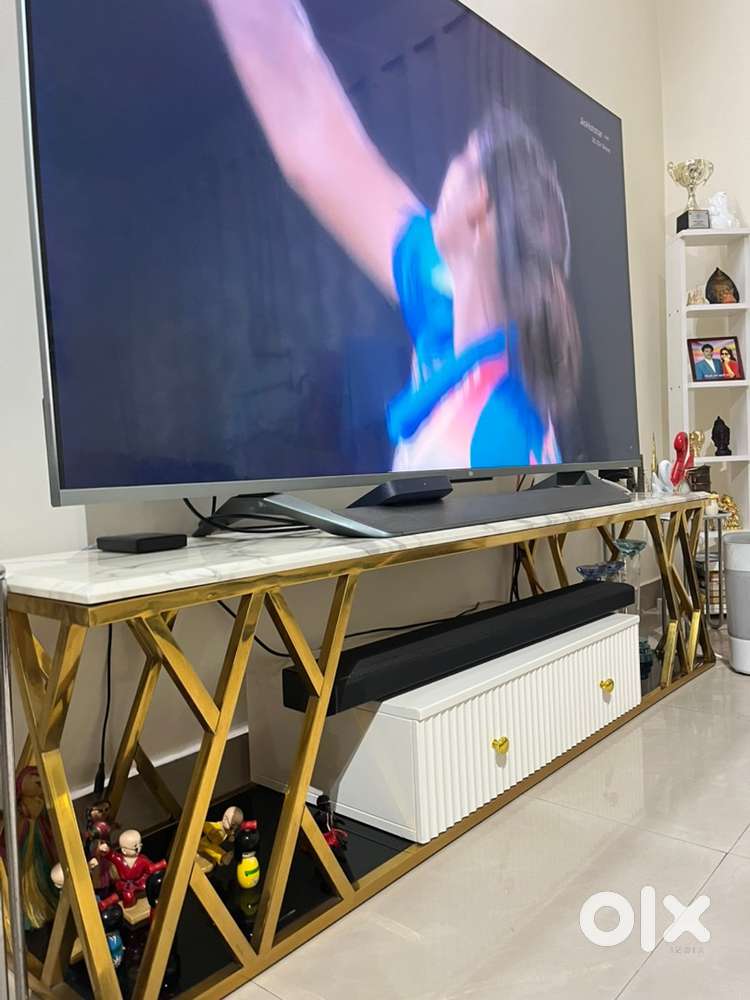 Luxury marble Tv table with gold accents
