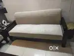 3+1+1 Sagwan wood sofa set + 1 center table with glass