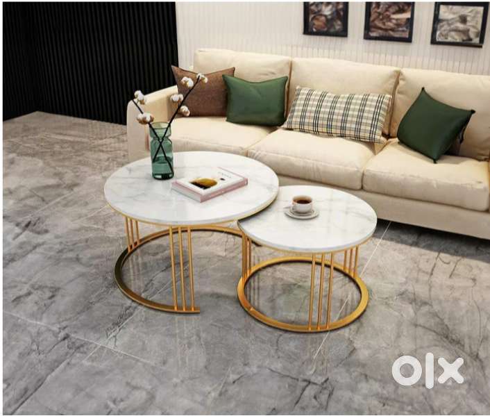 Brand New: Modern Nesting Coffee Table with Marble-Finish Top