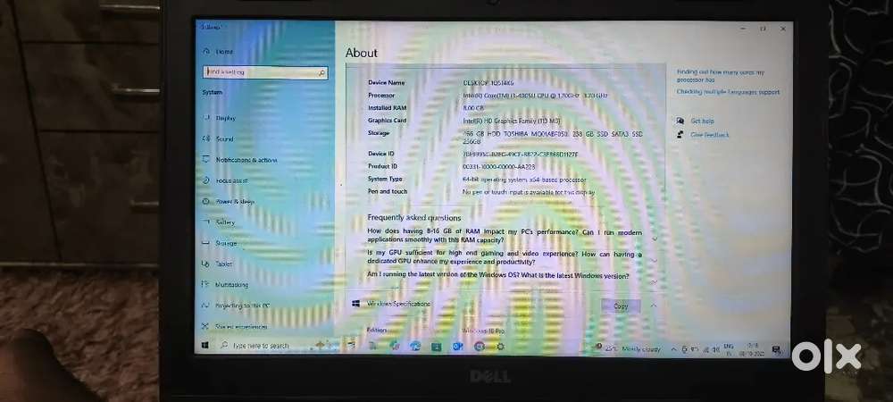 Dell laptop 8gb 750 gb hdd