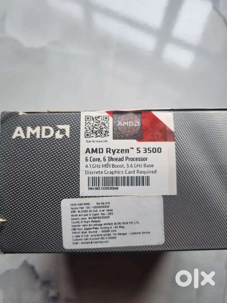 Ryzen 5 3500 6 core processor with stock fan and box