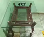 Wooden Dining table with glass top