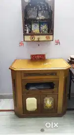 Wooden Mandir with Big Mandir Table & Drawers – Ample Storage