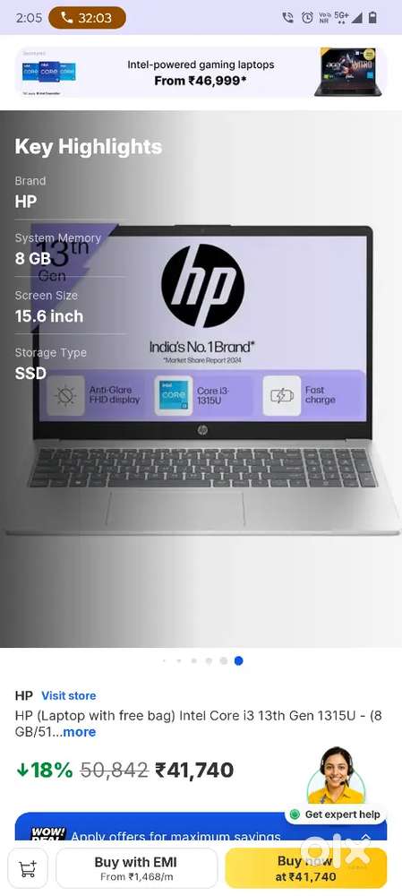 HP laptop 8/556 brand new condition