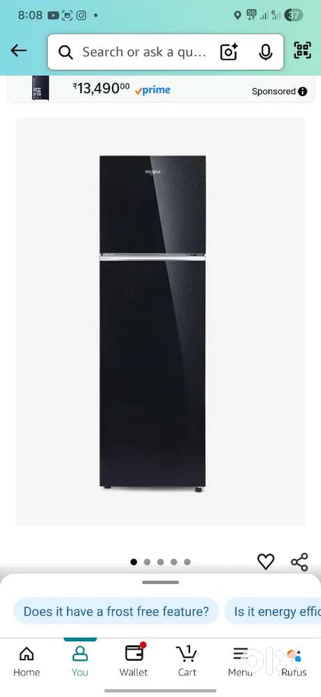 Whirlpool new fridge seal pack 1 yr warrenty and 10 yr  compresor