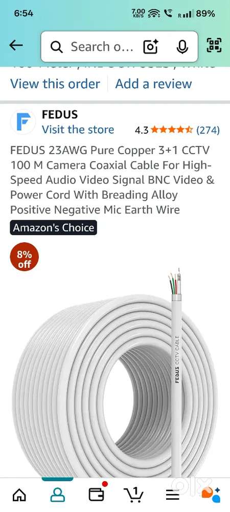 Cctv 100m pure copper cable