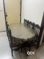 6-Seater Wooden Dining Table with Chairs – Good Condition