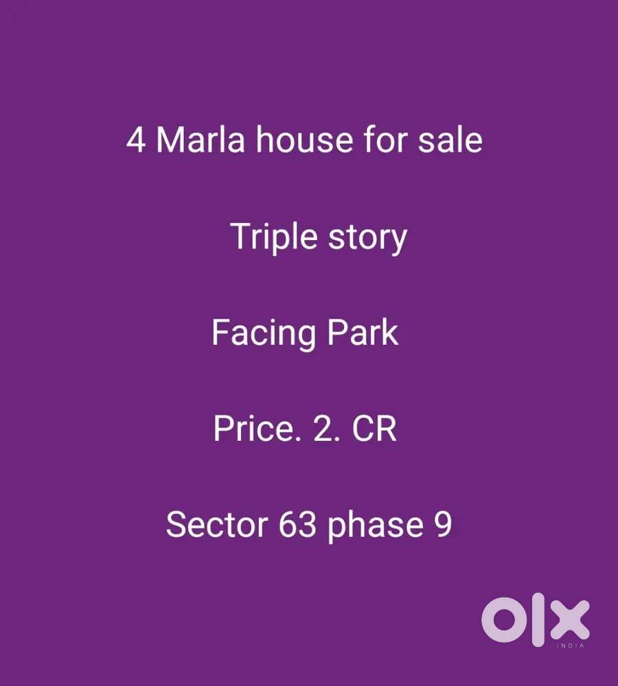 4 Marla triple story facing Park for sale sector 63 phase 9