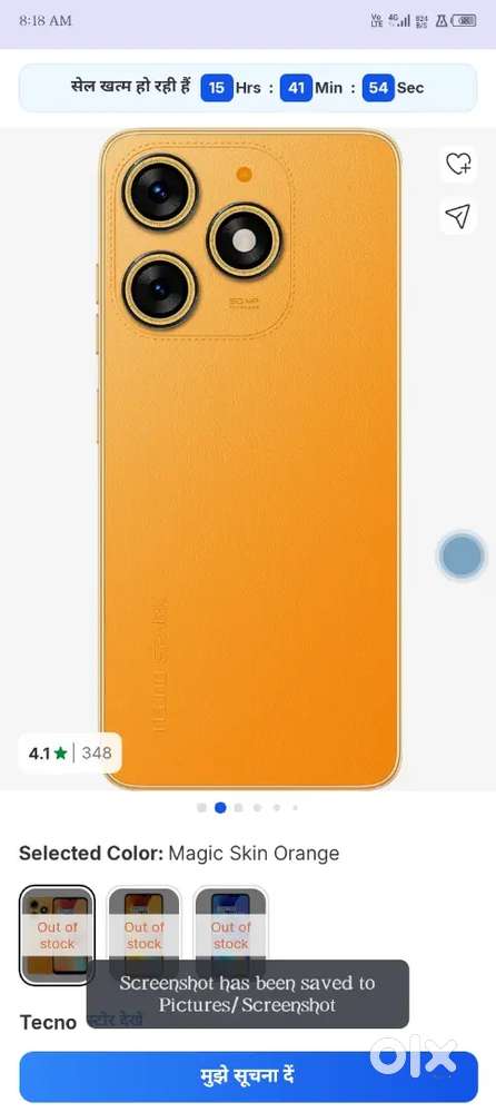 Tecno spark 10 9 months hua hai box charger available