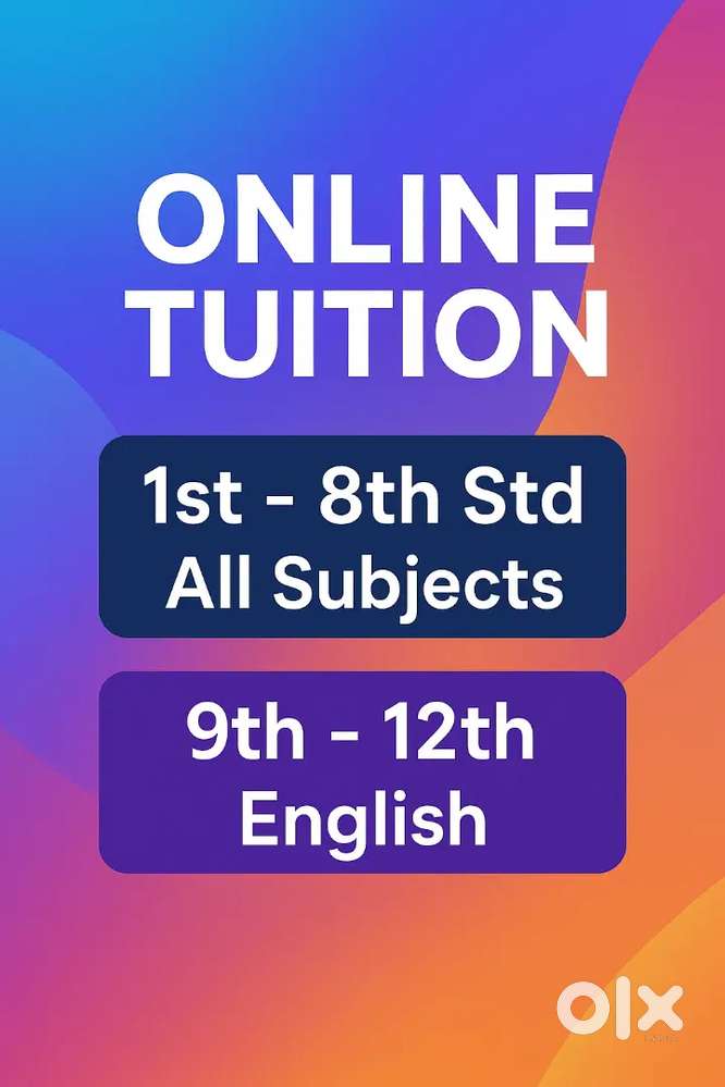 Tution taken for class 1-8(all subjects) 9-12(english)