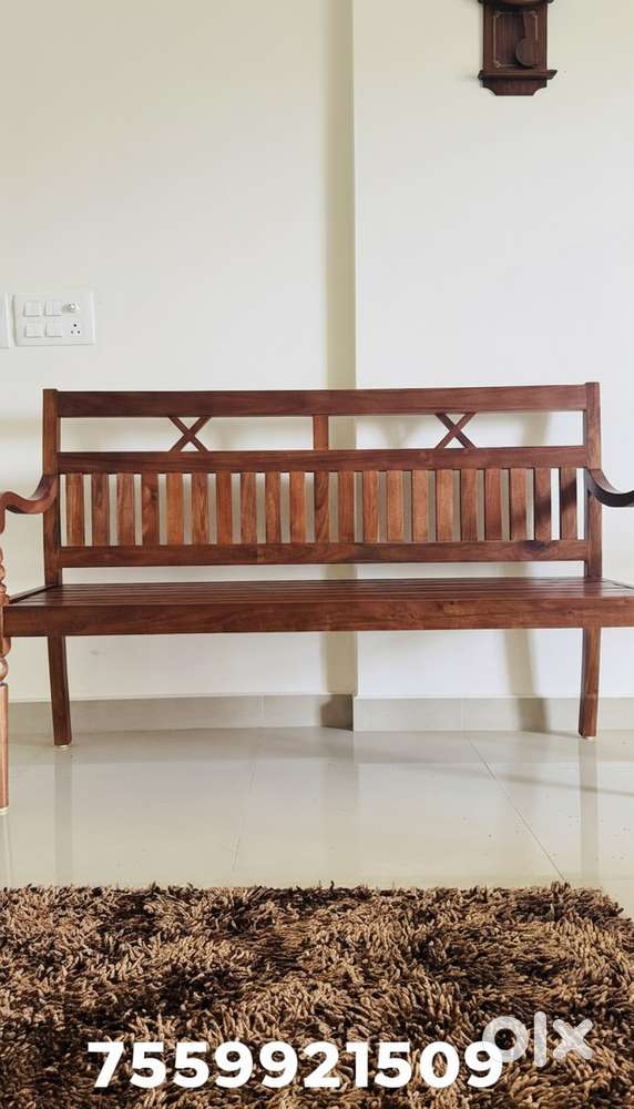Solid Wood 3 Seater Bench