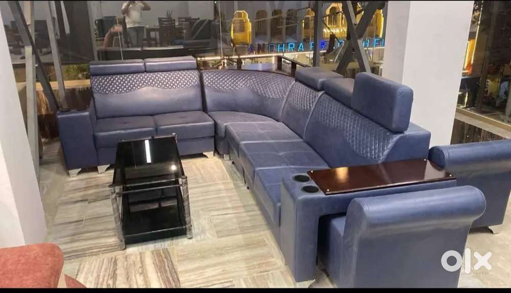 L shape sofa set with handle with storage and comfortable headrest
