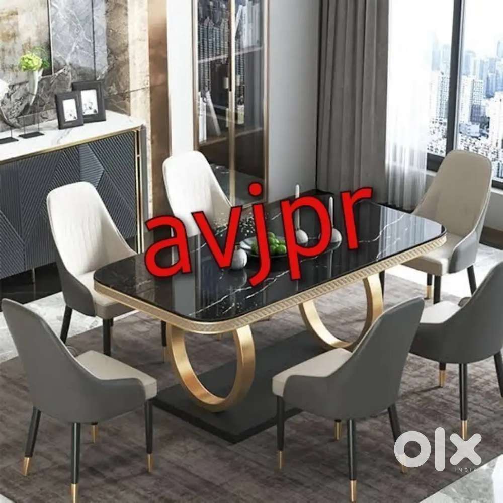 New Stylish 6 Seater Marble Top Dining Table Set for Sale Just ₹38,999