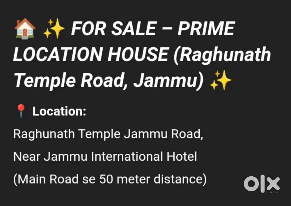 HOUSE FOR SALE IN THE HEART OF JAMMU CITY