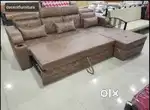 Leather finishing l shape sofa cumbed