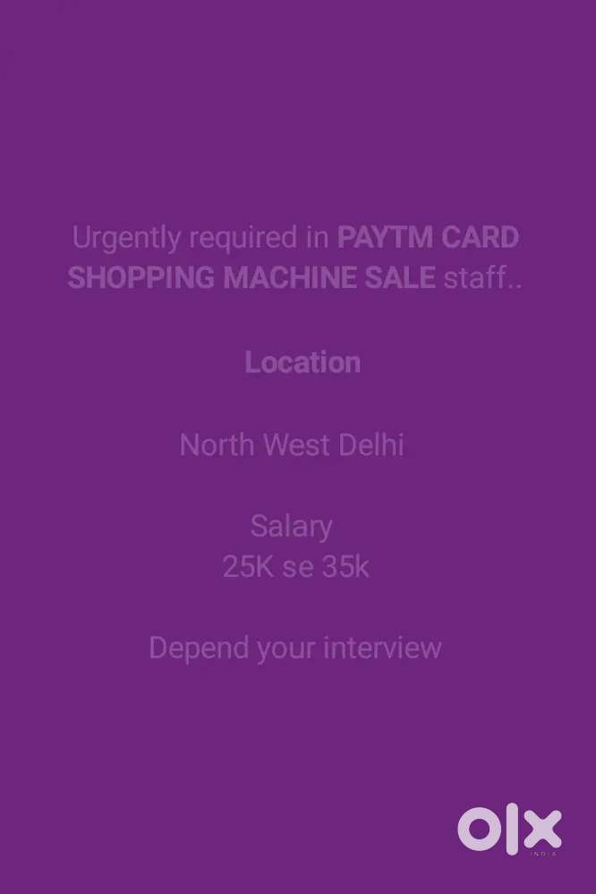 Sales experience minimum 1 month