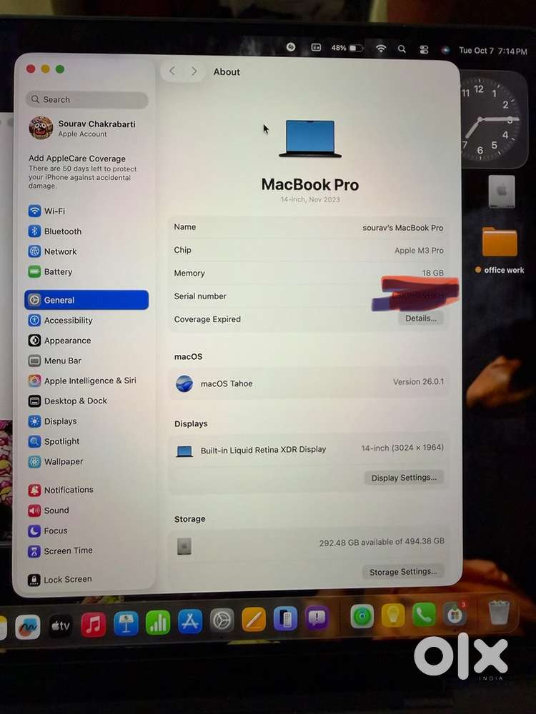 Macbook pro m3 pro 18gb ram 512gb ssd