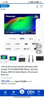 Panasonic 4K UHD GOOGLE TV TH55MX740DX