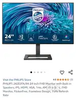 PHILIPS 242E2FA/94 24 Inch FHD Monitor with Built in Speakers, IPS